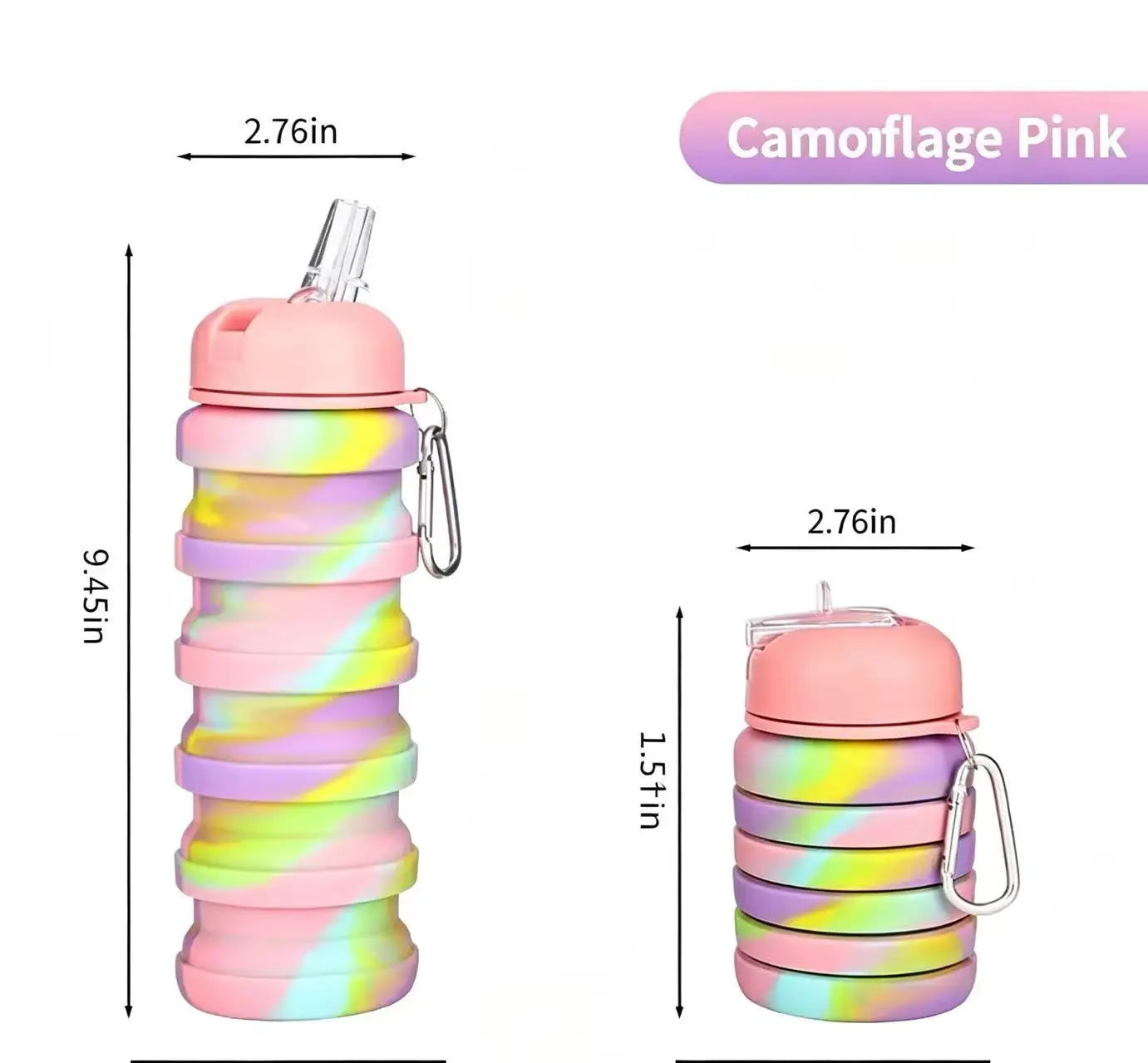 Outdoor portable and stretchable silicone folding straw water cup, travel sports water kettle