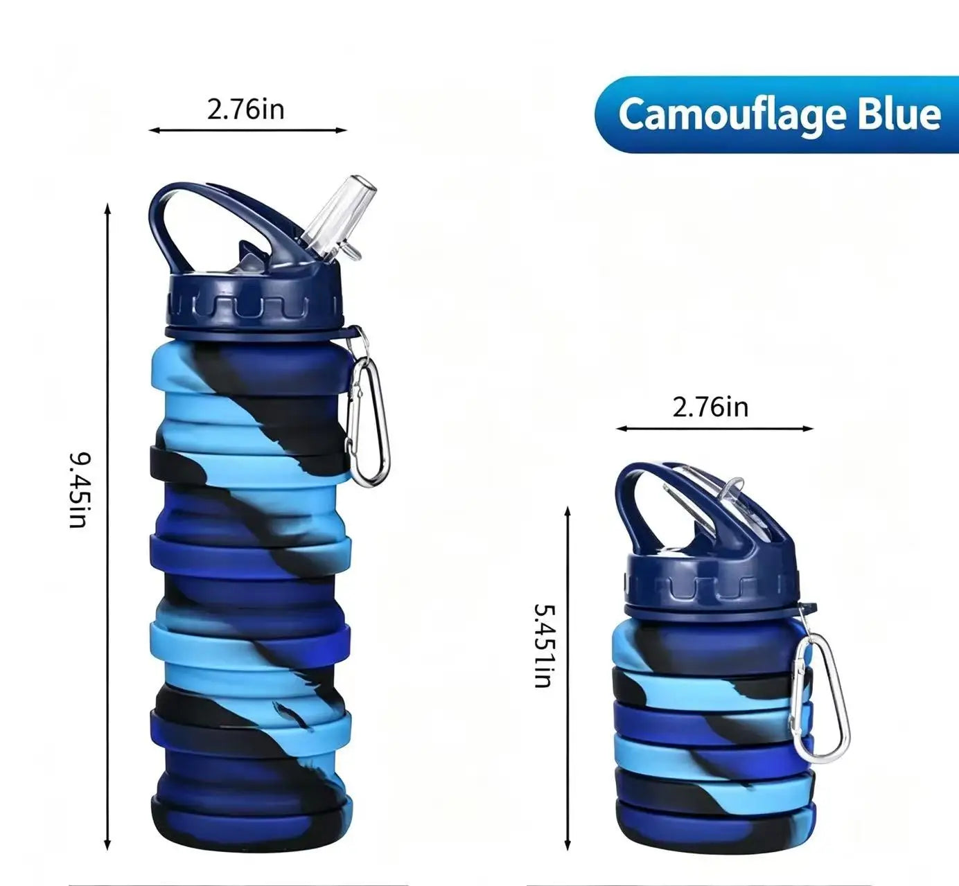Outdoor portable and stretchable silicone folding straw water cup, travel sports water kettle
