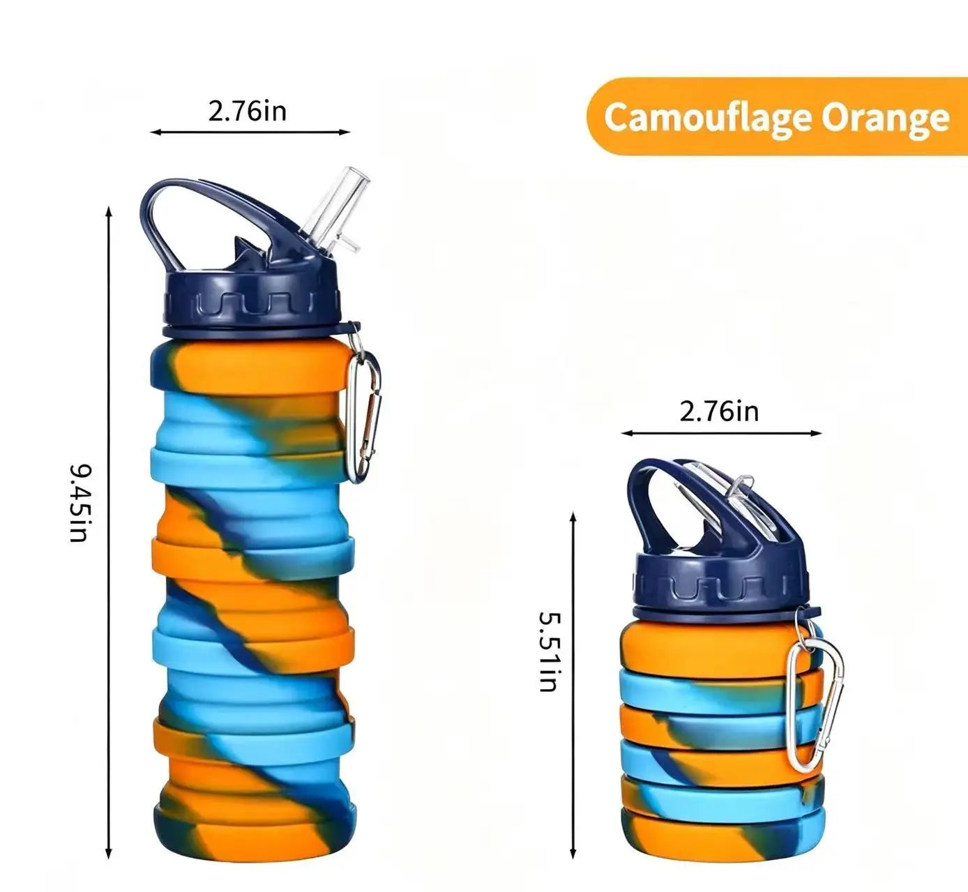 Outdoor portable and stretchable silicone folding straw water cup, travel sports water kettle