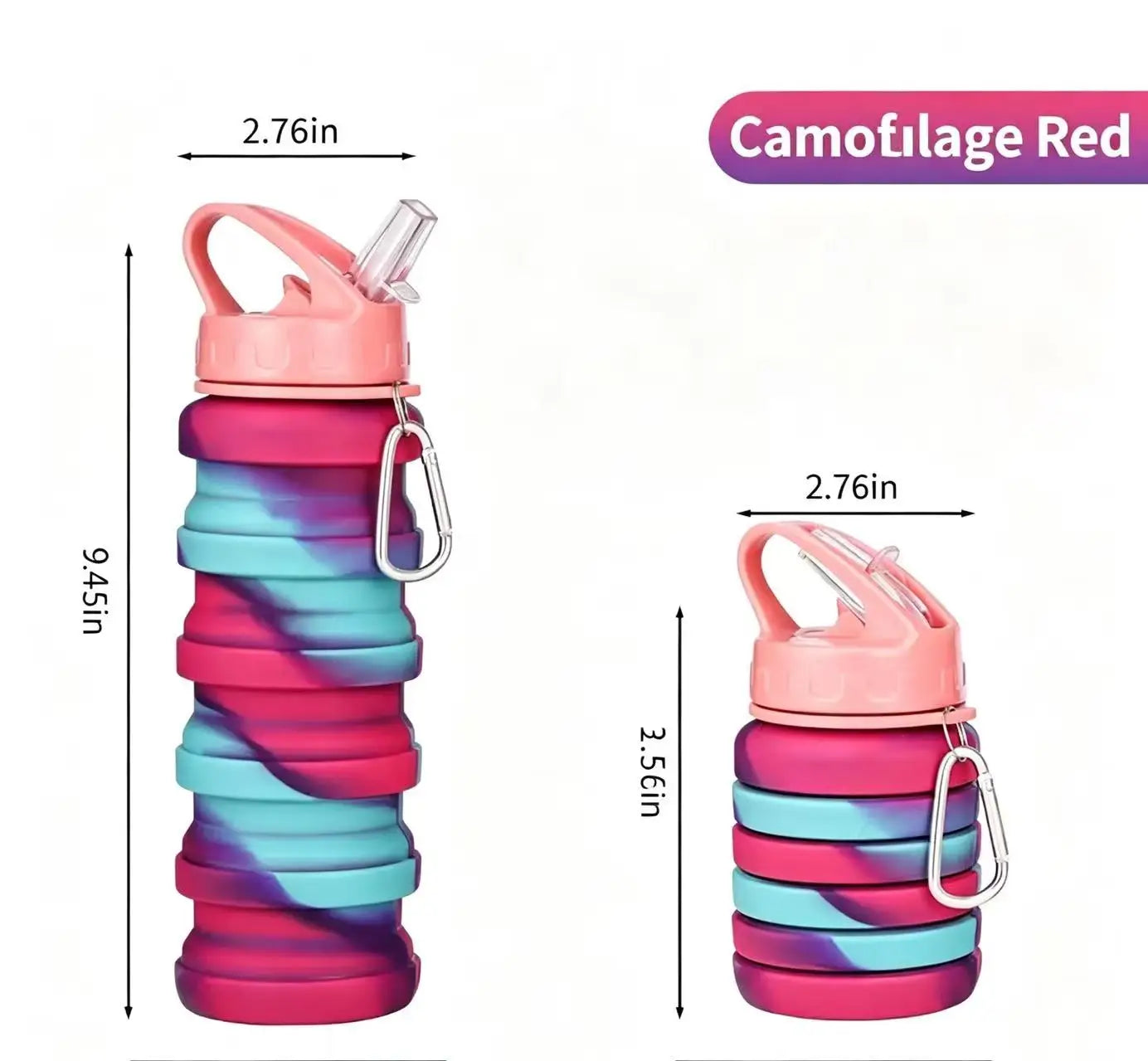 Outdoor portable and stretchable silicone folding straw water cup, travel sports water kettle